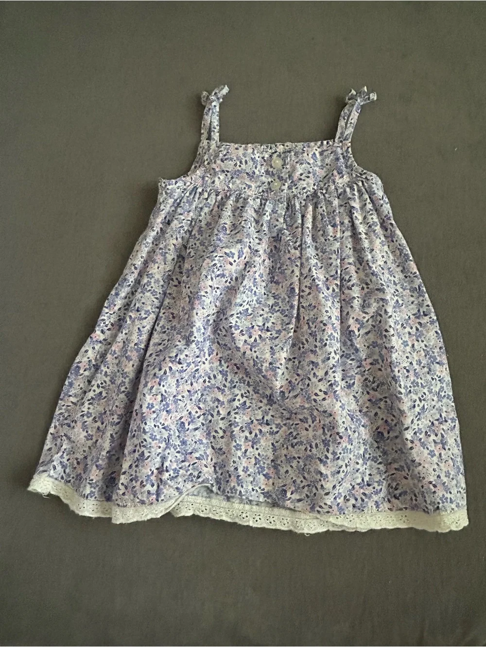Jillian’s Closet Girls' Lavender Floral Sundress with Lace Trim 18M
